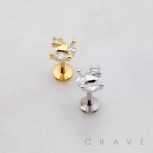 MARQUISE FLOWER HEART CUP CZ DANGLE THREADLESS (PUSH IN) 316L SURGICAL STEEL LABRET SET